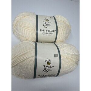 2x Yarn Bee Soft & Sleek Low Pill Fiber Yarn Ivory 5 Oz Skein LOT OF 2